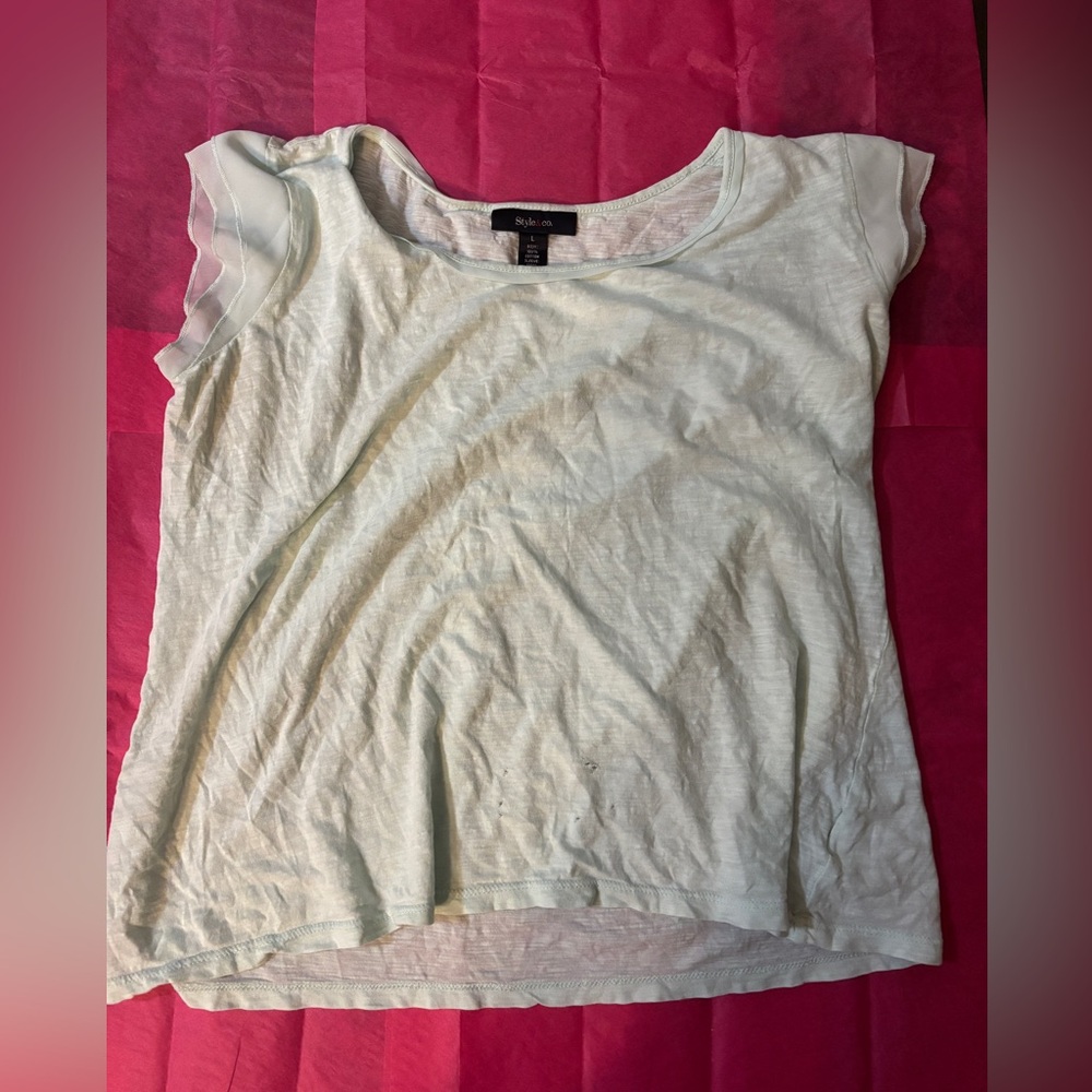 STYLUS Cream Cap Sleeve Tee with Soft Fabric